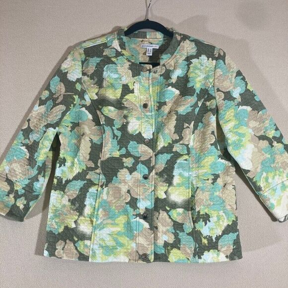 Izaac Mizrahi Jackets & Blazers - Isaac Mizrahi Live! Jacket Large Watercolor Floral Quilted Artsy Mature Casual